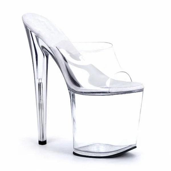 8inch-20cm Autumn Winter Spring Super Stiletto Heeled Open Toe Sandals PVC Clear Waterproof Platform Crystal Height Increasing