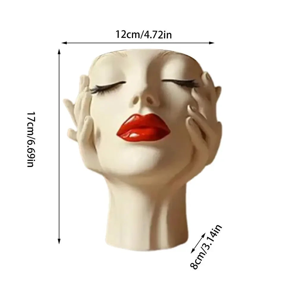 Cosmetic Brush Holder Makeup Organizer For Brushes Women's Head Design Boho Aesthetic Decorative Resin Decoration For Bathroom