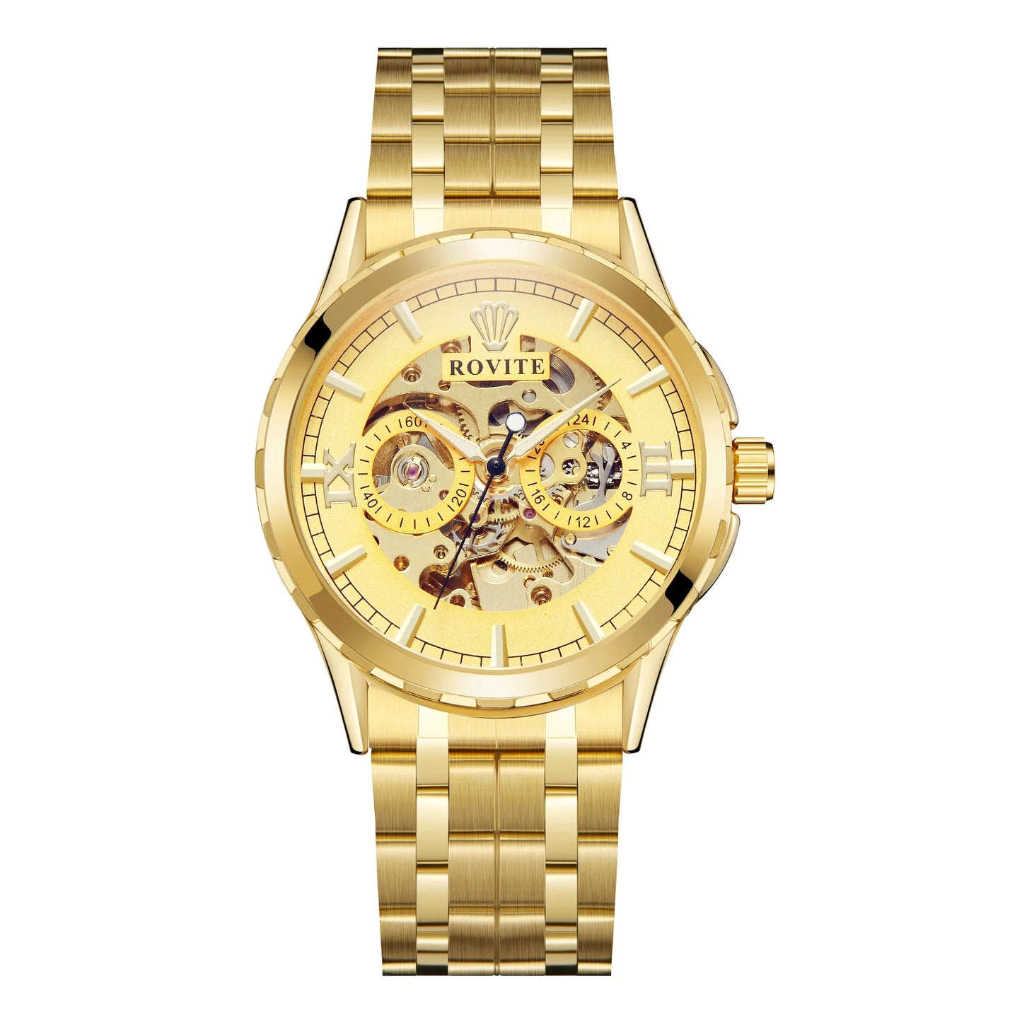 Men Automatic Watch Stainless Steel Strap Skeleton Mechanical Watches Top Brand Luxury Pointer Watch
