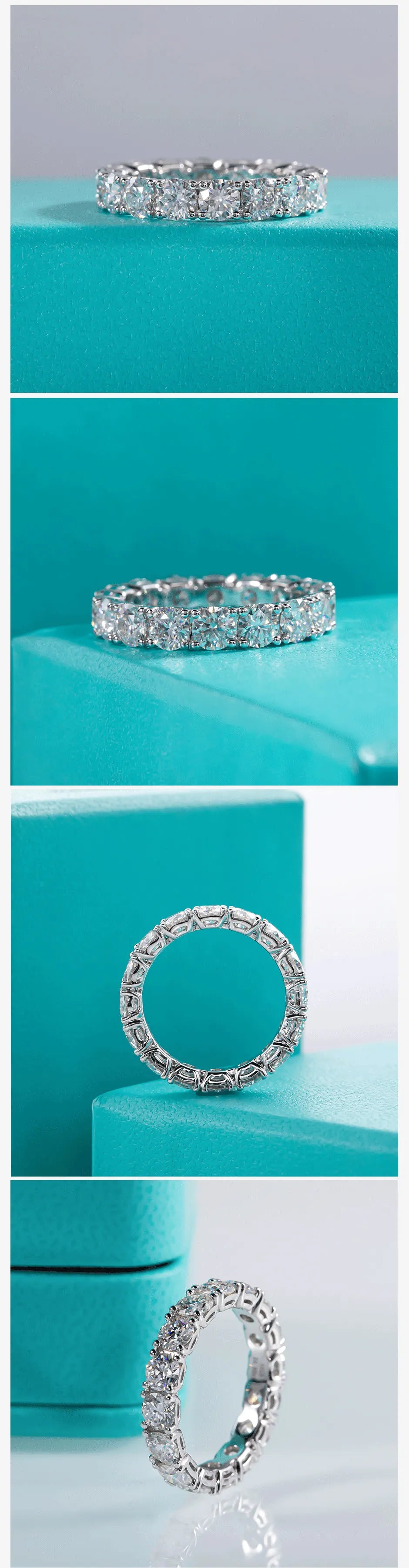 AnuJewel 4mm D Color Moissanite Eternity Band Ring 925 Sterling Silver Wedding Rings For Women Jewelry Wholesale