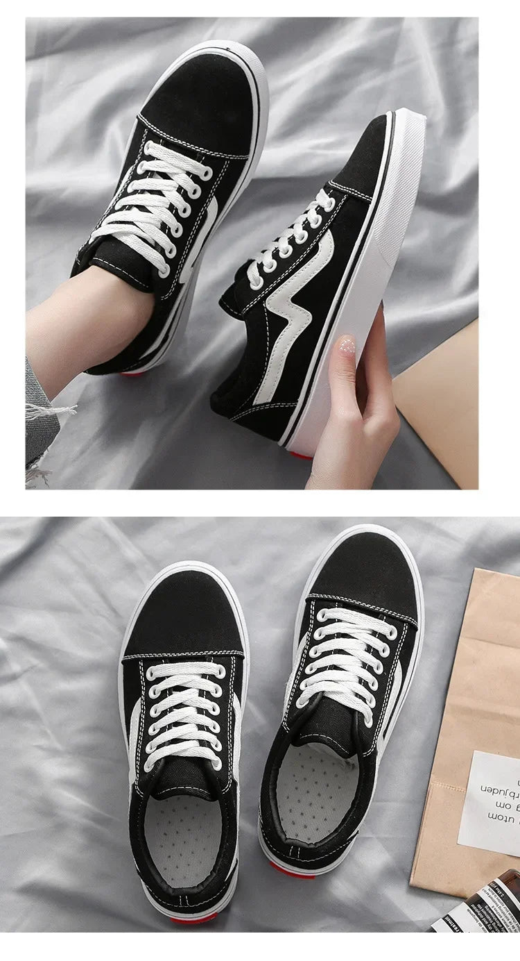 Women Outdoor Breathable Skateboarding Canvas Walking trainers Youth Students Flat Jogging Sneakers Low Upper White Shoes Tennis