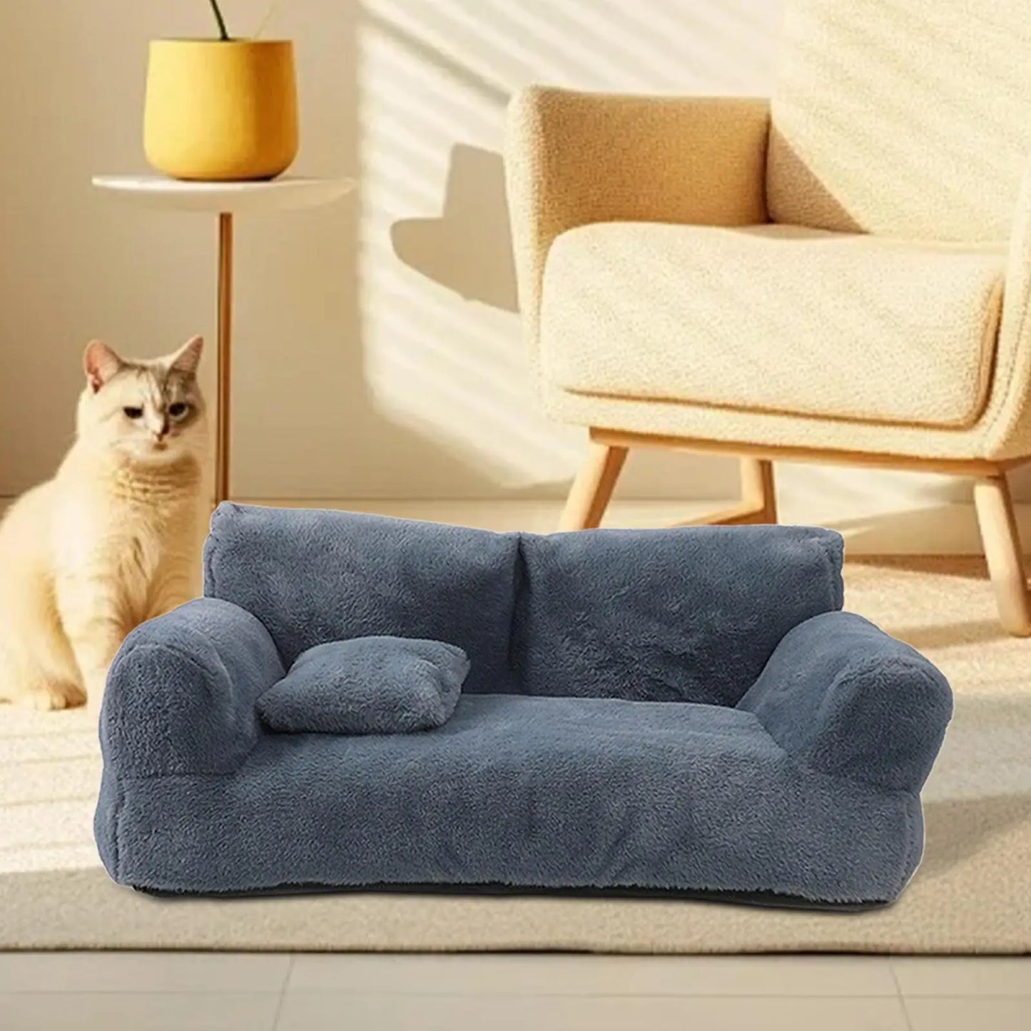 Plush Dog & Cat Sofa Bed – Removable Cover, Non-Slip, All-Season Pet Couch