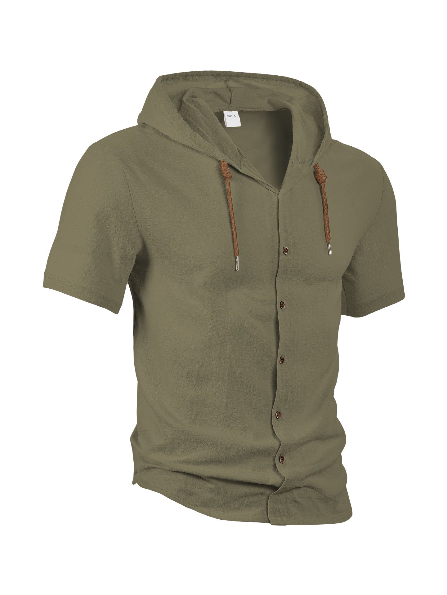 Men's Linen Blend Casual Hooded Shirt