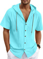 Men's Linen Blend Casual Hooded Shirt