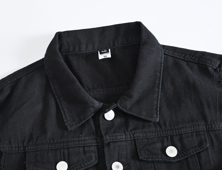 Trendy Men's Spring, Summer and Autumn Denim Vest Black