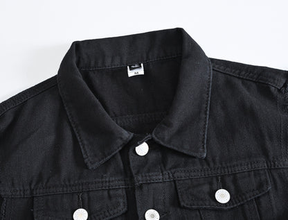 Trendy Men's Spring, Summer and Autumn Denim Vest Black