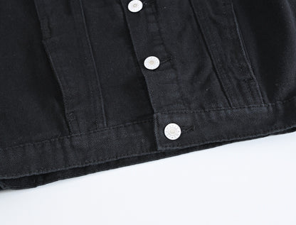 Trendy Men's Spring, Summer and Autumn Denim Vest Black