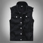 Trendy Men's Spring, Summer and Autumn Denim Vest Black