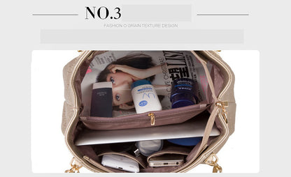 Women's Handbag 3-piece Set Women's Shoulder Bag Fashion Purse Vintage Leather Bag Large Capacity Handbag Inclined Shoulder Bag