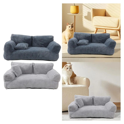 Plush Dog & Cat Sofa Bed – Removable Cover, Non-Slip, All-Season Pet Couch