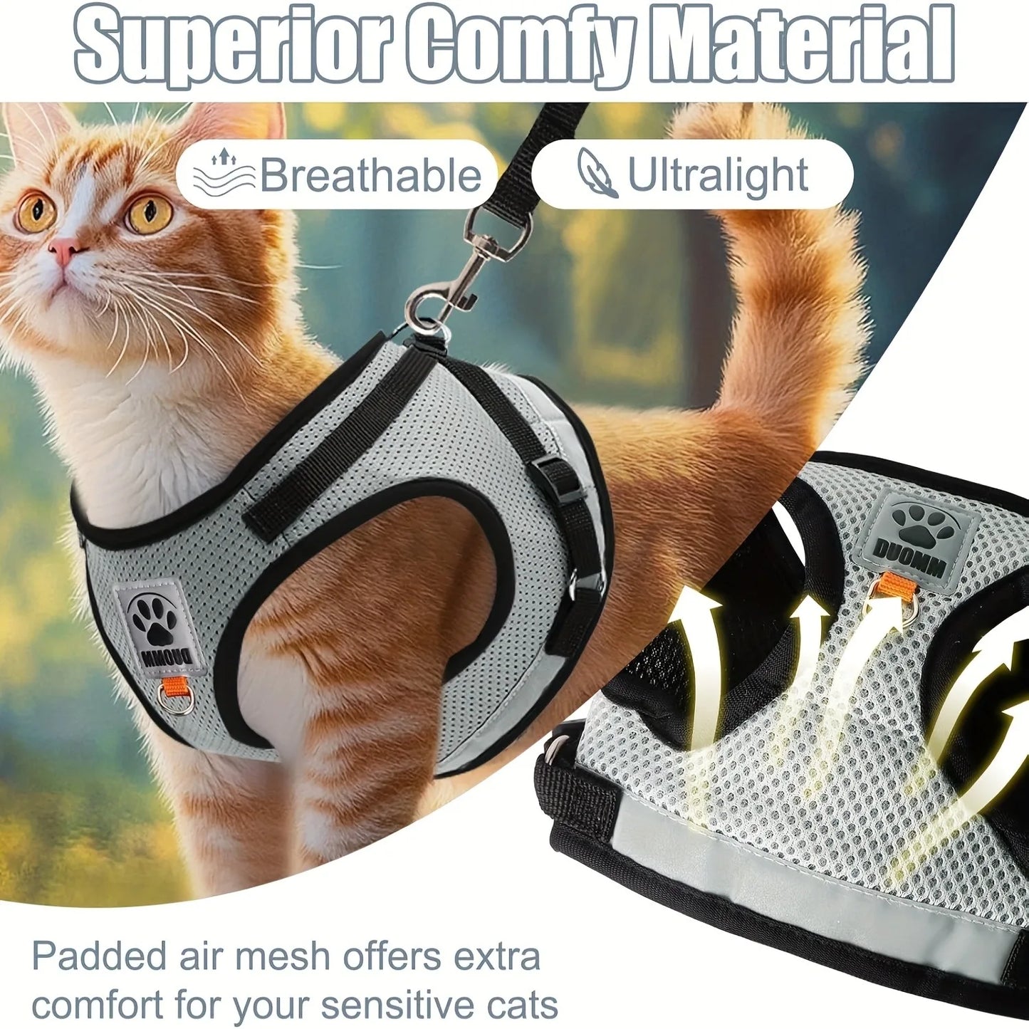 The KittyWalk – Soft Harness & Leash Set for Cats