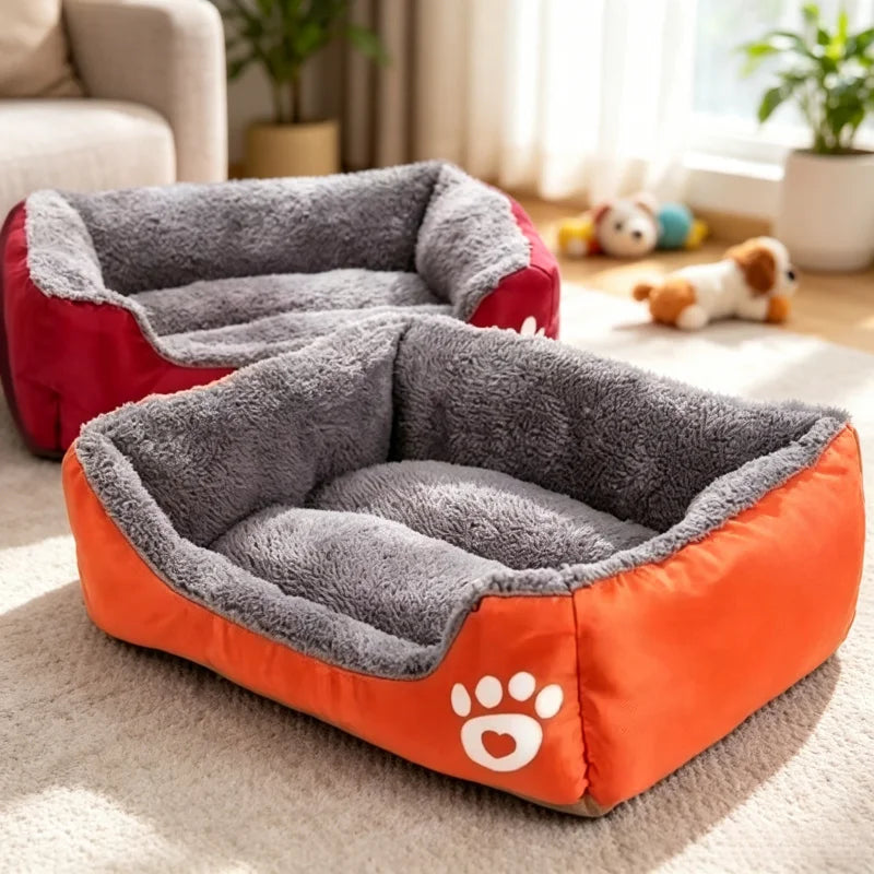Long Plush Calming Dog Bed – Deep Sleep Cushion with Non-Slip Bottom