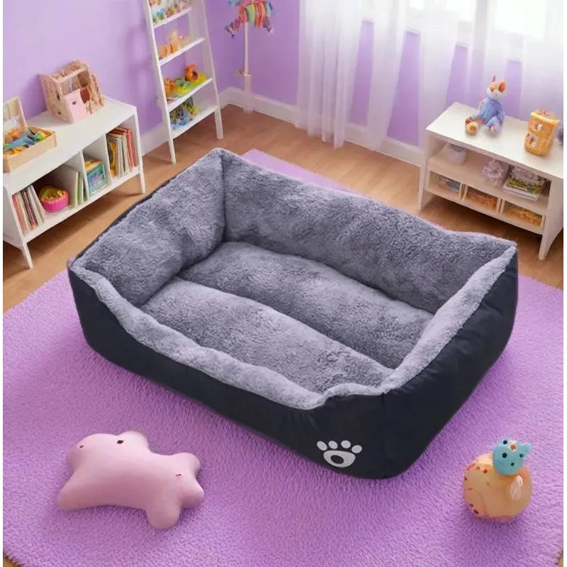 Long Plush Calming Dog Bed – Deep Sleep Cushion with Non-Slip Bottom