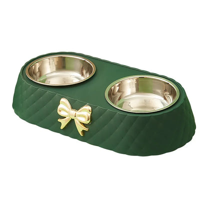The BowlTie – Stainless Steel Double Pet Bowl with Bow-Tie Stand