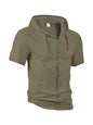 Men's Linen Blend Casual Hooded Shirt