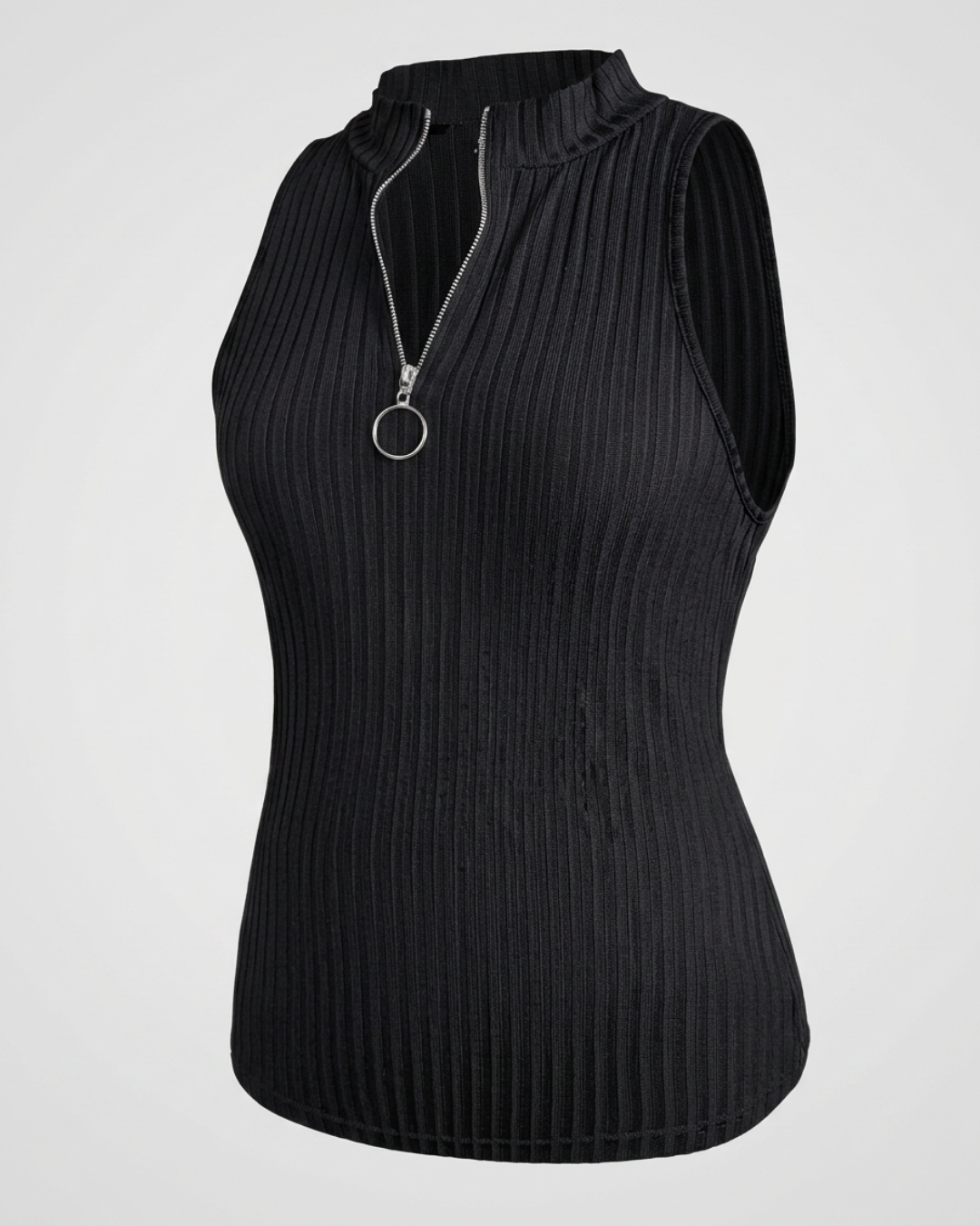 Styledora Essential Ribbed Zip Tank