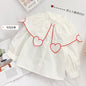 Girls' Solid Color Shirt with 3D Collar for Spring/Autumn