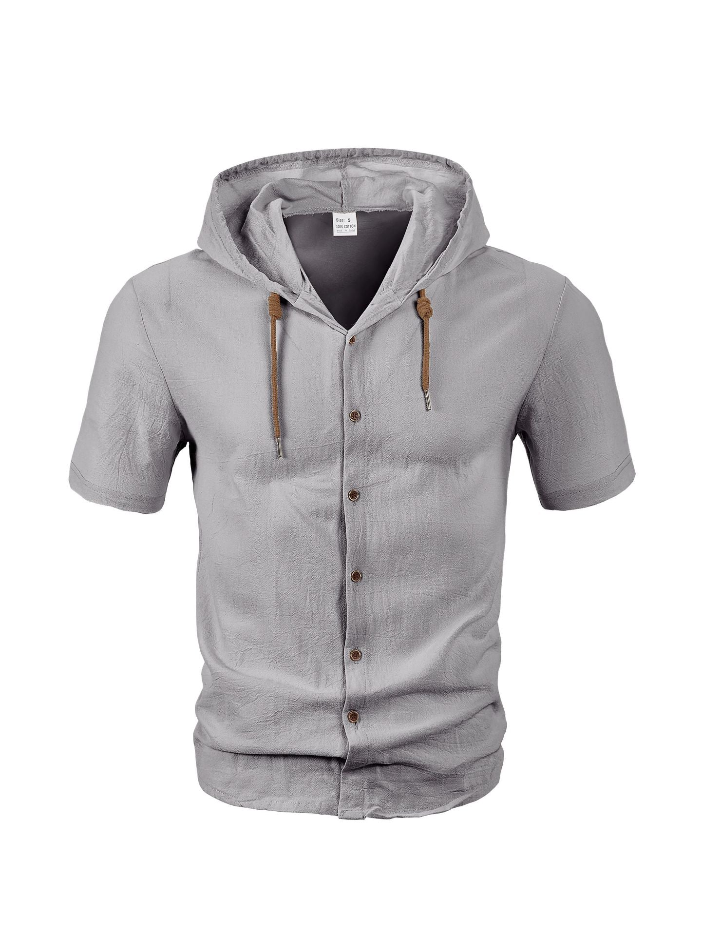 Men's Linen Blend Casual Hooded Shirt