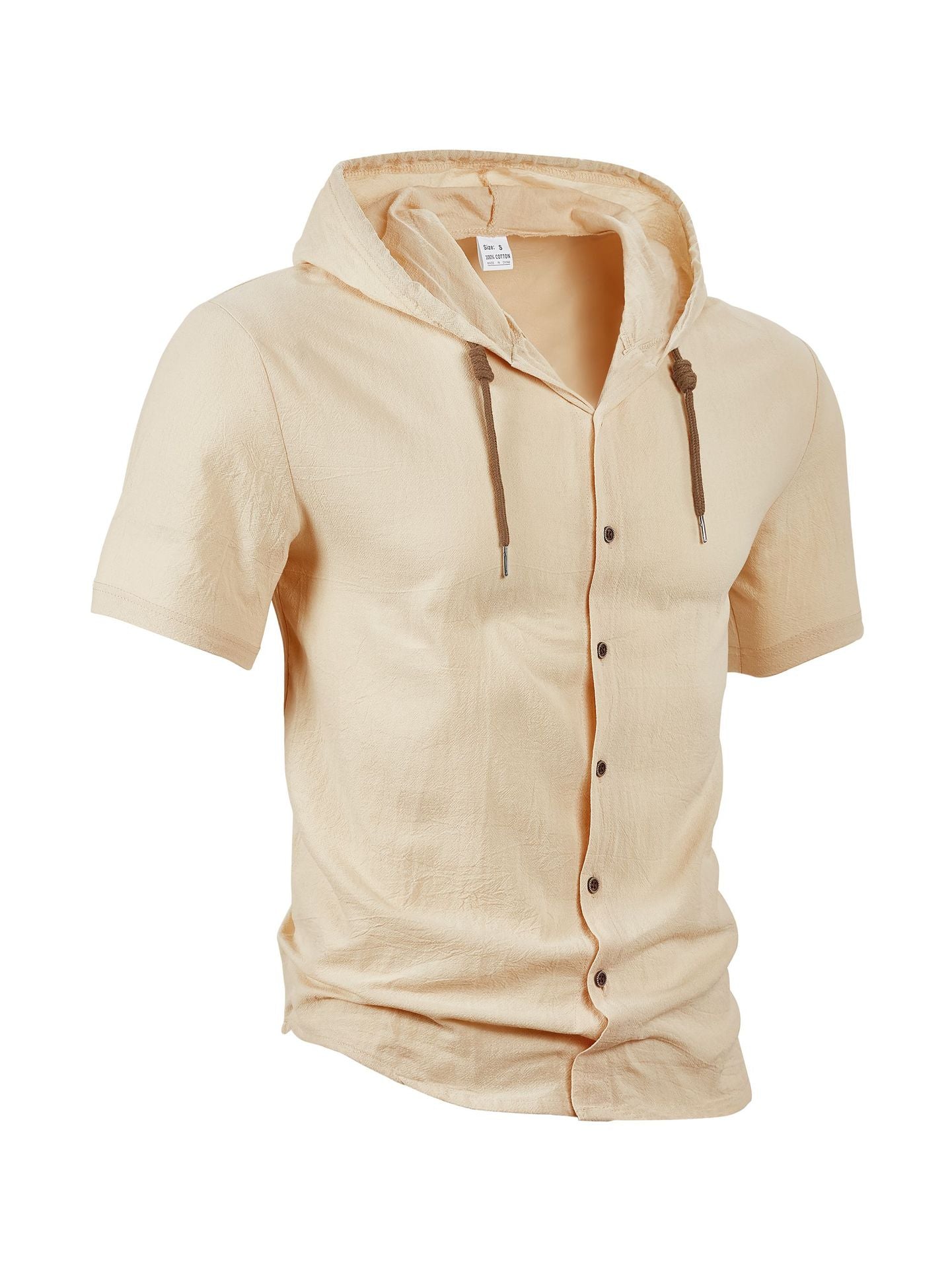 Men's Linen Blend Casual Hooded Shirt