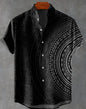 New Linen Men's Summer Ancient Tribal Totem Print Linen Short Sleeve Shirt Comfortable Casual Button Top Suitable for Street Wea