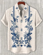 New Linen Men's Summer Ancient Tribal Totem Print Linen Short Sleeve Shirt Comfortable Casual Button Top Suitable for Street Wea