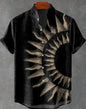 New Linen Men's Summer Ancient Tribal Totem Print Linen Short Sleeve Shirt Comfortable Casual Button Top Suitable for Street Wea