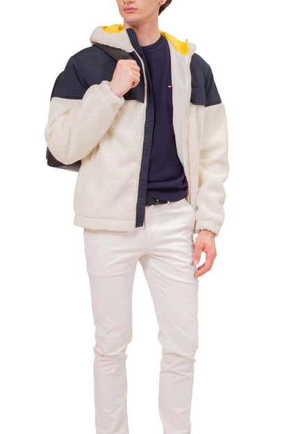 TOMMY JEANS - Men's sherpa relaxed jacket with logo patch  - Size S