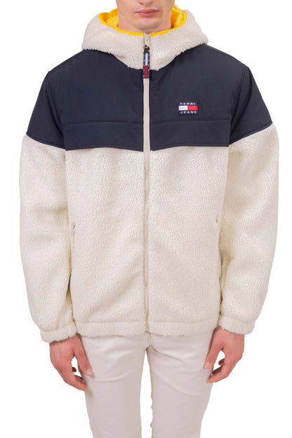 TOMMY JEANS - Men's sherpa relaxed jacket with logo patch  - Size S