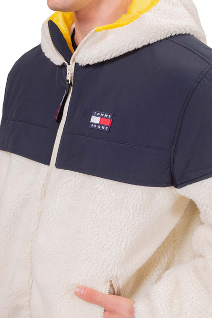 TOMMY JEANS - Men's sherpa relaxed jacket with logo patch  - Size S