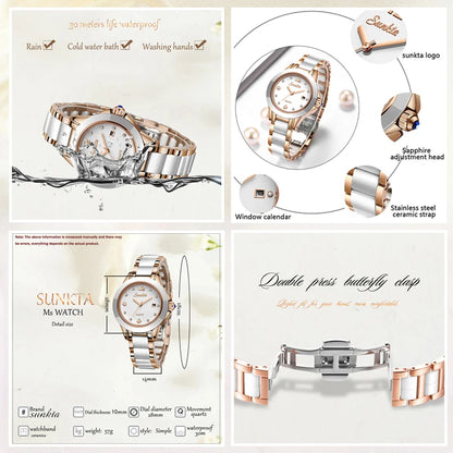 LIGE Brand Sunkta Women Watch 2020 Fashion Ladies Ceramic Wrist Watch Women Dress Watches Stainless Steel Waterproof Date Clock