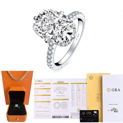 Cbtb Sterling Silver 925 Oval Real Moissanite Rings D Color Vvs1 6ct Women Wedding Luxury Diamond Rings Jewelry