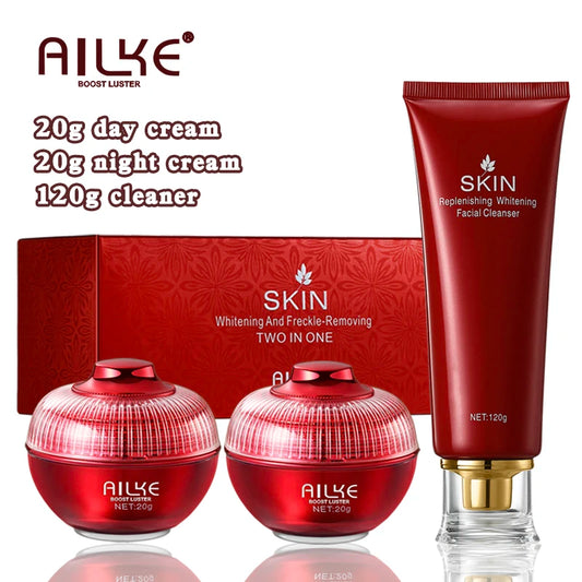 AILKE Whitening Face Care Set, With Hyaluronic Acid, Reduce Freckles, Melanin, Dark Spots, Even Skin Tone, For All Skin Types