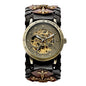 Antique Skeleton Dial Men Automatic Mechanical Watch Vintage Gothic Clock Steampunk Self Winding Watches Brown Rock Reloj Hombre