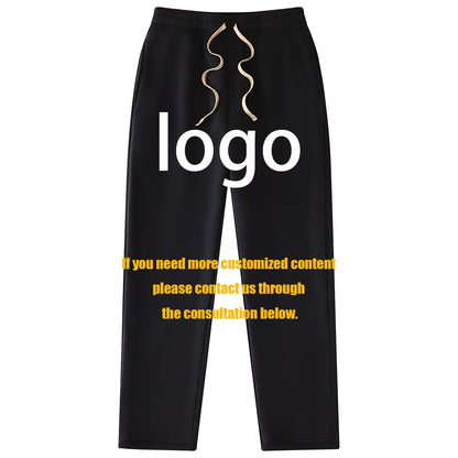 Thick Warm Fleece Lined Straight Leg Drawstring Men Sweatpants Baggy and Hoodie Set