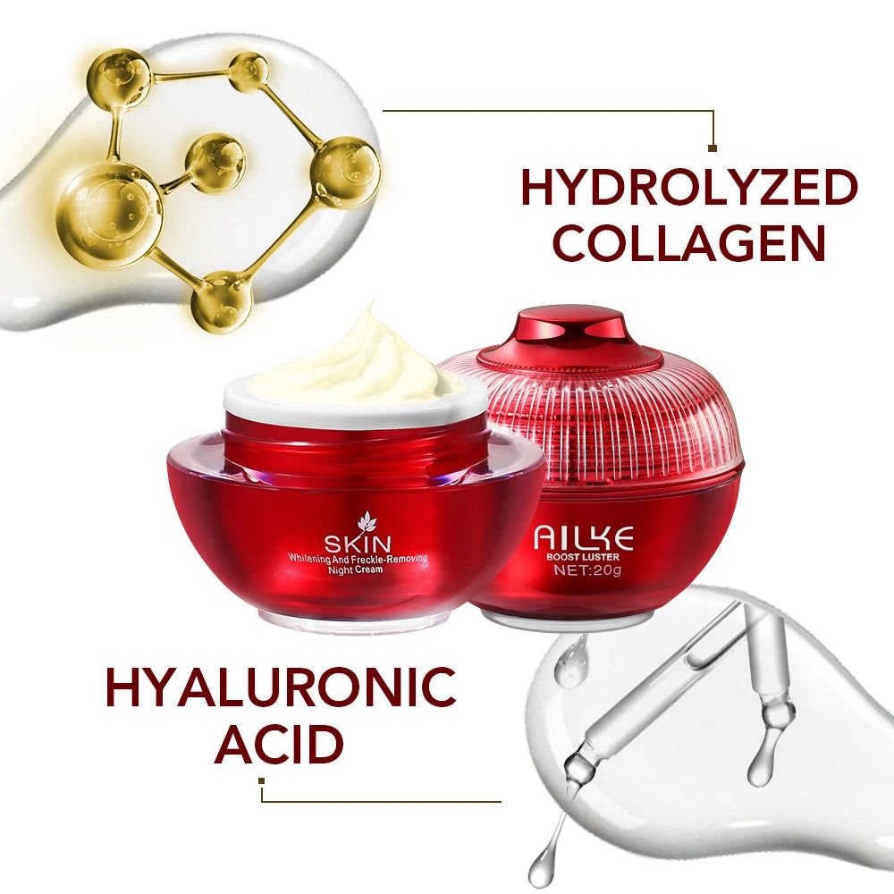 AILKE Whitening Face Care Set, With Hyaluronic Acid, Reduce Freckles, Melanin, Dark Spots, Even Skin Tone, For All Skin Types