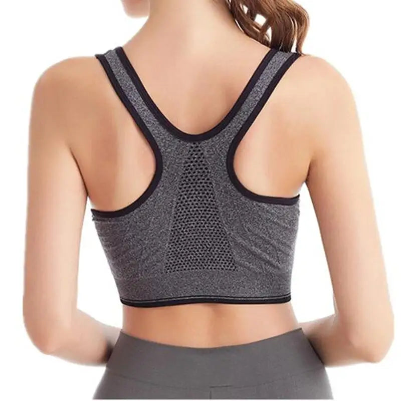 Women's Front Zip Sports Bra – Seamless Shockproof Breathable Bralette
