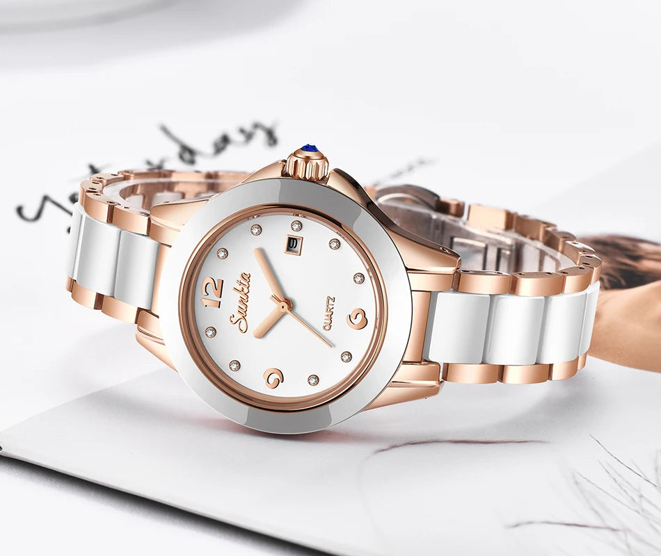 LIGE Brand Sunkta Women Watch 2020 Fashion Ladies Ceramic Wrist Watch Women Dress Watches Stainless Steel Waterproof Date Clock