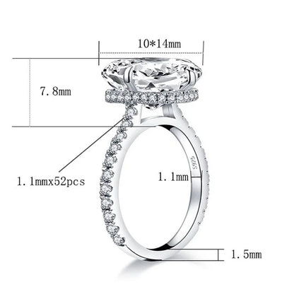 Cbtb Sterling Silver 925 Oval Real Moissanite Rings D Color Vvs1 6ct Women Wedding Luxury Diamond Rings Jewelry