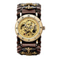 Antique Skeleton Dial Men Automatic Mechanical Watch Vintage Gothic Clock Steampunk Self Winding Watches Brown Rock Reloj Hombre