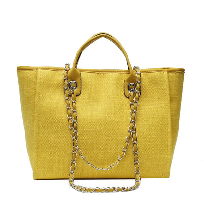 Women Tote Bags Fashion Canvas Large Capacity Handbag Casual Chains Shoulder Bags Ladies Big Messenger Bag Shopping Bag