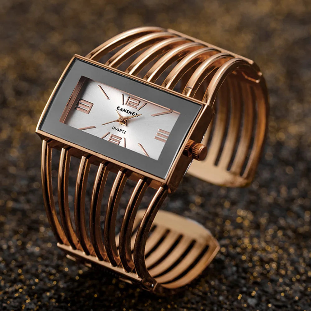 Luxury Fashion Rose Gold Watches Women Stainless Steel Bracelet Bangle Rectangle Quartz Watch Clock zegarek damski relogio