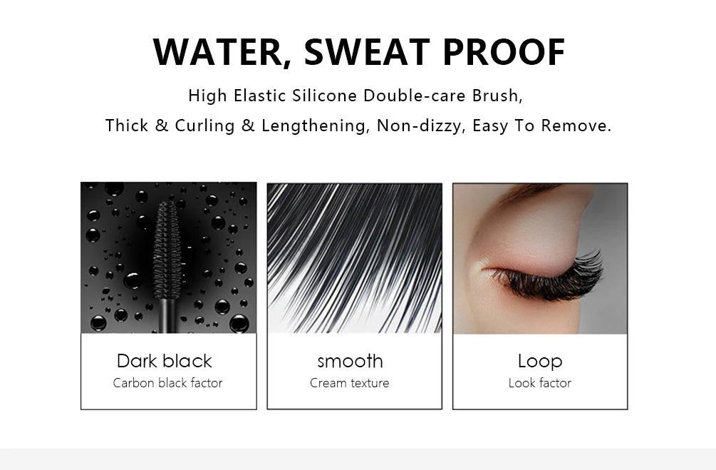 4D Mascara Lengthening Black Lash Eyelash Extension Eye Lashes Brush Beauty Makeup Long-wearing Waterproof Silver Color Mascara