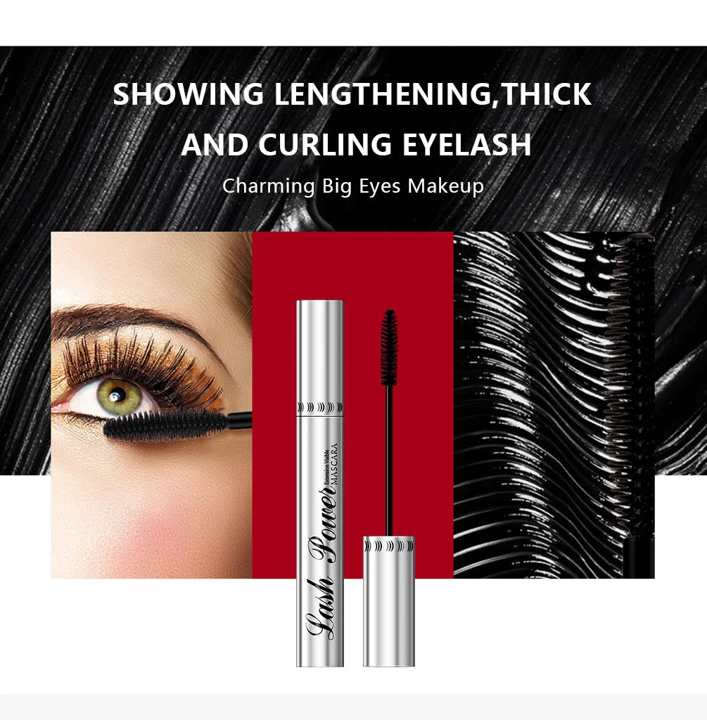 4D Mascara Lengthening Black Lash Eyelash Extension Eye Lashes Brush Beauty Makeup Long-wearing Waterproof Silver Color Mascara