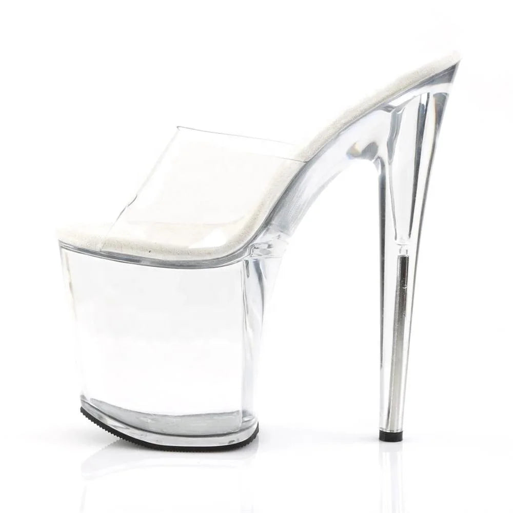 8inch-20cm Autumn Winter Spring Super Stiletto Heeled Open Toe Sandals PVC Clear Waterproof Platform Crystal Height Increasing