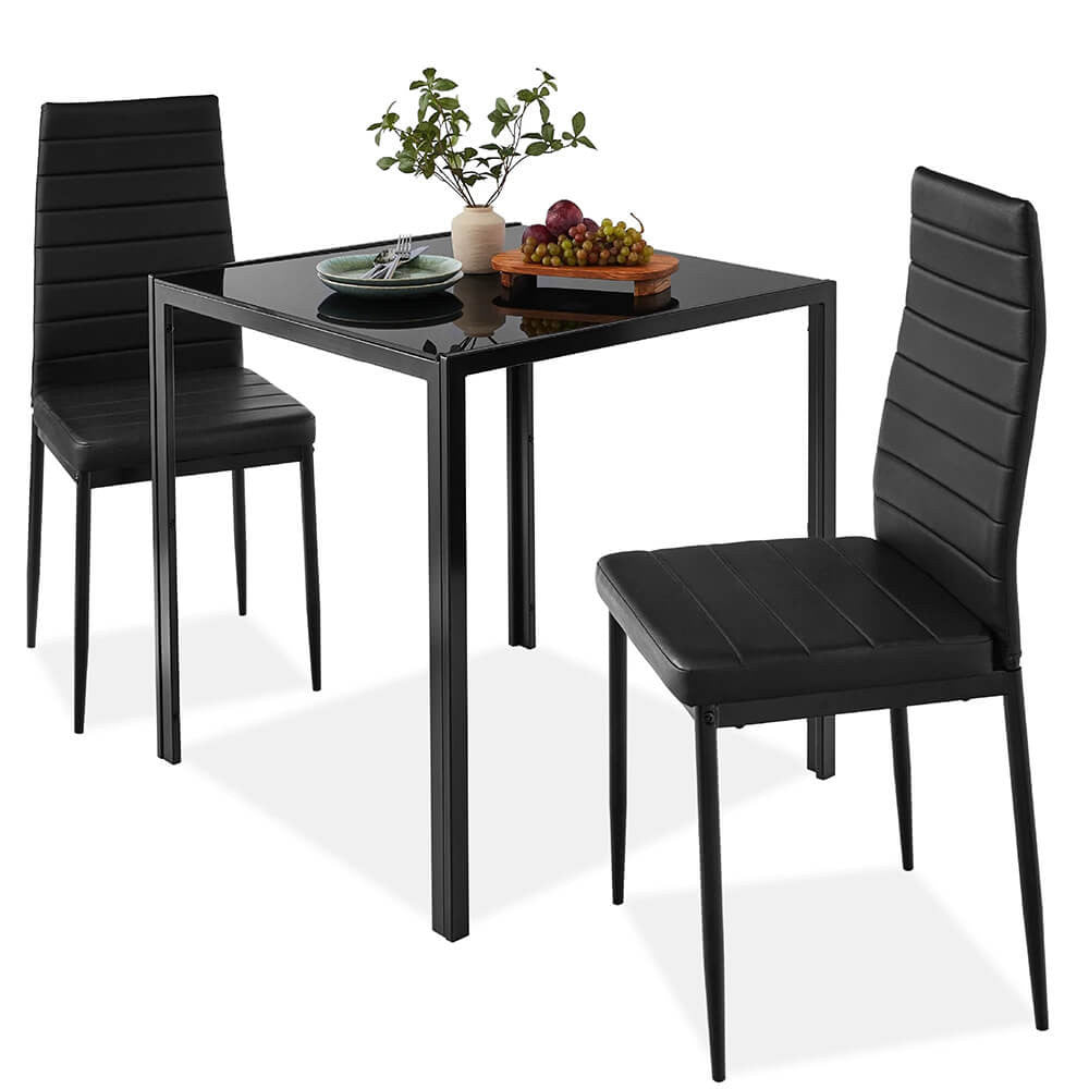 2-person dining set with a glass table