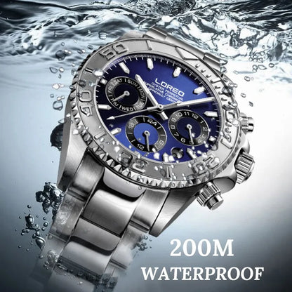 LOREO Professional Diving Watches for Man 200m Waterproof Automatic Watch Sapphire Screw Crown Date Luminous Relogio Masculino