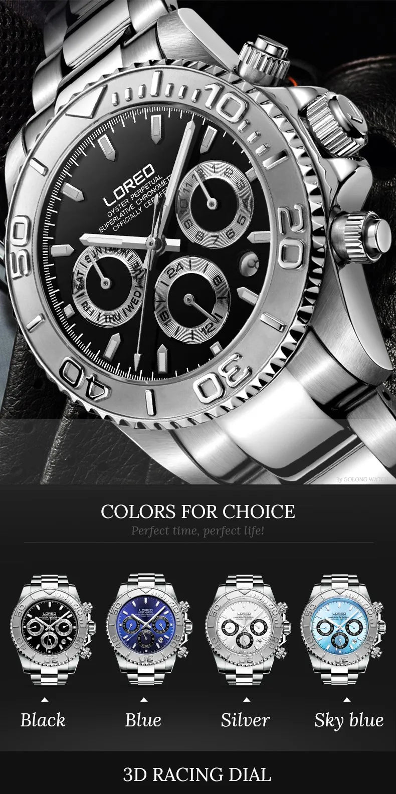 LOREO Professional Diving Watches for Man 200m Waterproof Automatic Watch Sapphire Screw Crown Date Luminous Relogio Masculino