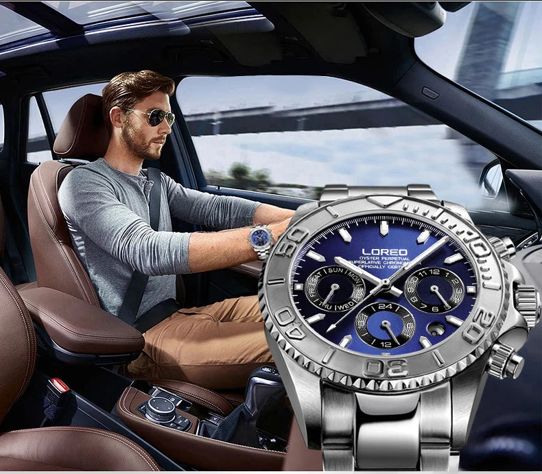 LOREO Professional Diving Watches for Man 200m Waterproof Automatic Watch Sapphire Screw Crown Date Luminous Relogio Masculino