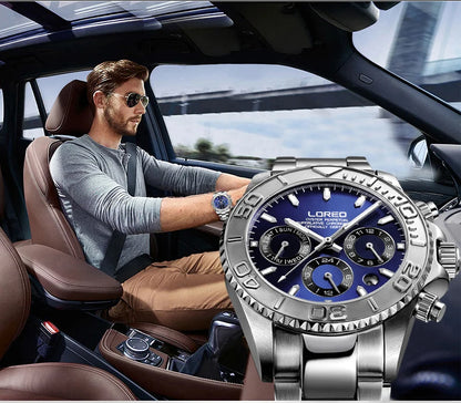 LOREO Professional Diving Watches for Man 200m Waterproof Automatic Watch Sapphire Screw Crown Date Luminous Relogio Masculino