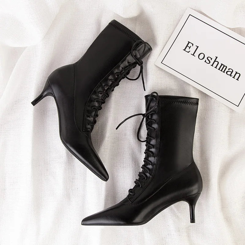 Elegant PU Cross-Tied Sewing Patchwork Women's